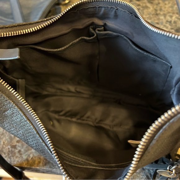 Lucky Brand Ebon Perforated Vanchetta Genuine Leather Hobo Bag Purse Black - Picture 8 of 14